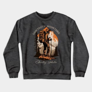 Sawtooth Mountains Stanley Idaho Hiking Scene Crewneck Sweatshirt